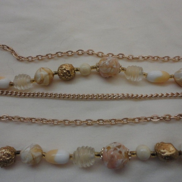 Vtg Estate Five Strand Gold Beaded Necklace - Picture 1 of 3